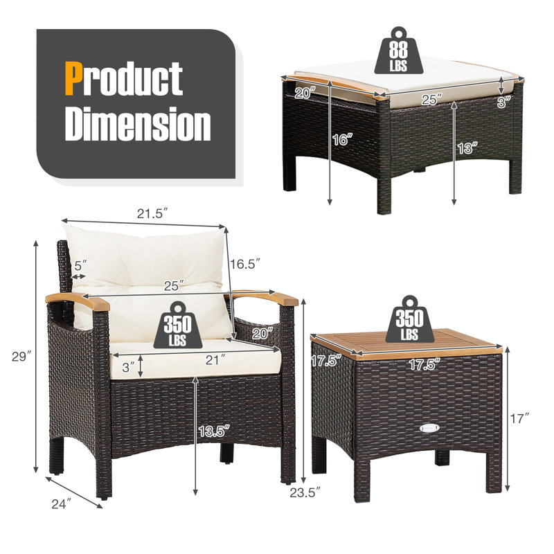 Topbuy Patiojoy 5 Piece Seating Group with Cushions Wayfair